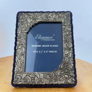 Vintage Victorian Style ‘Elegance Silverware’ Ornate Frame Blue Velvet Backing